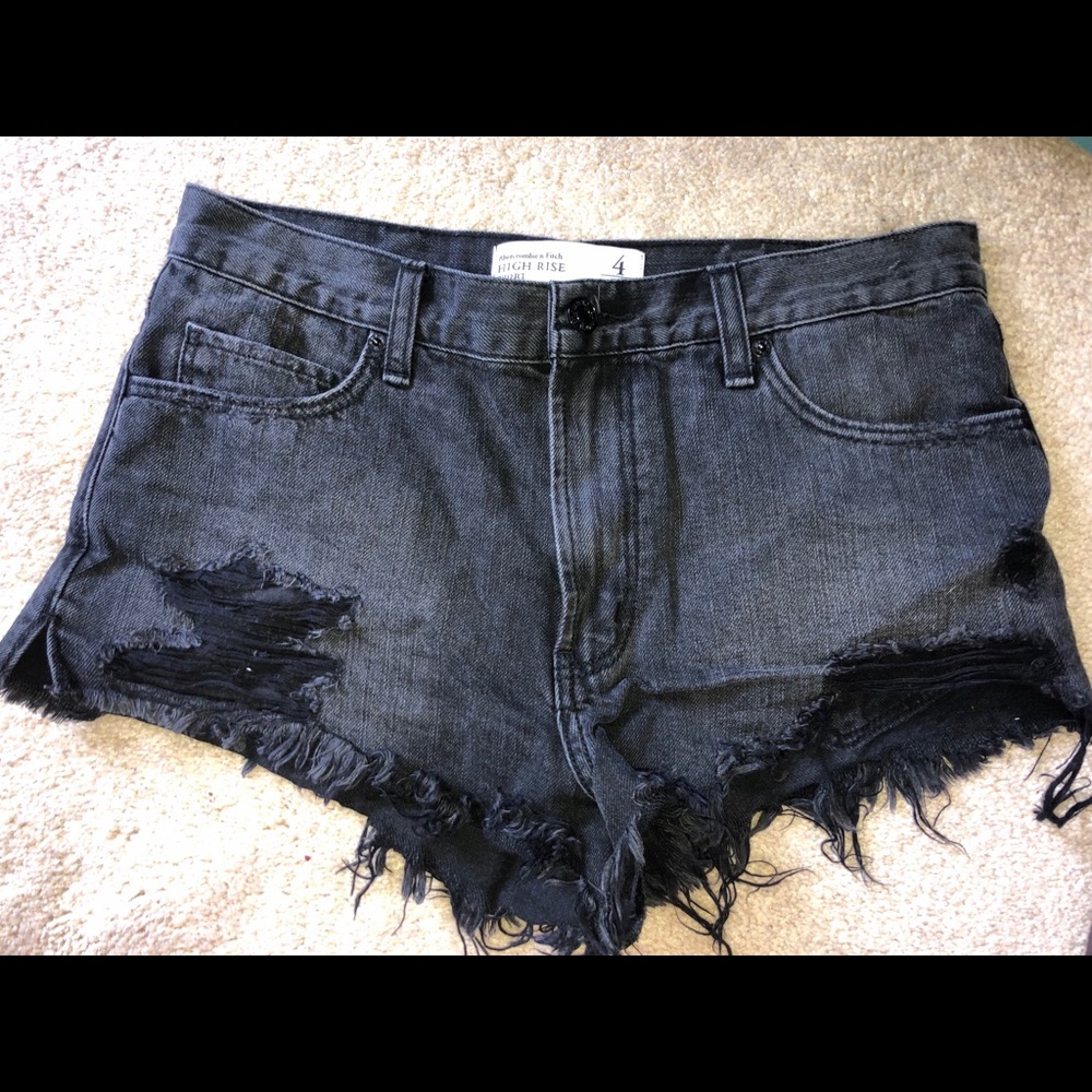 Ripped black abercrombie and fitch jean shorts